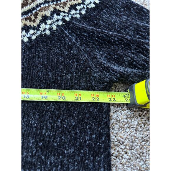 croft & barrow Fair Isle Nordic Black Brown Knit Winter Fall Sweater Size XL - Picture 7 of 8